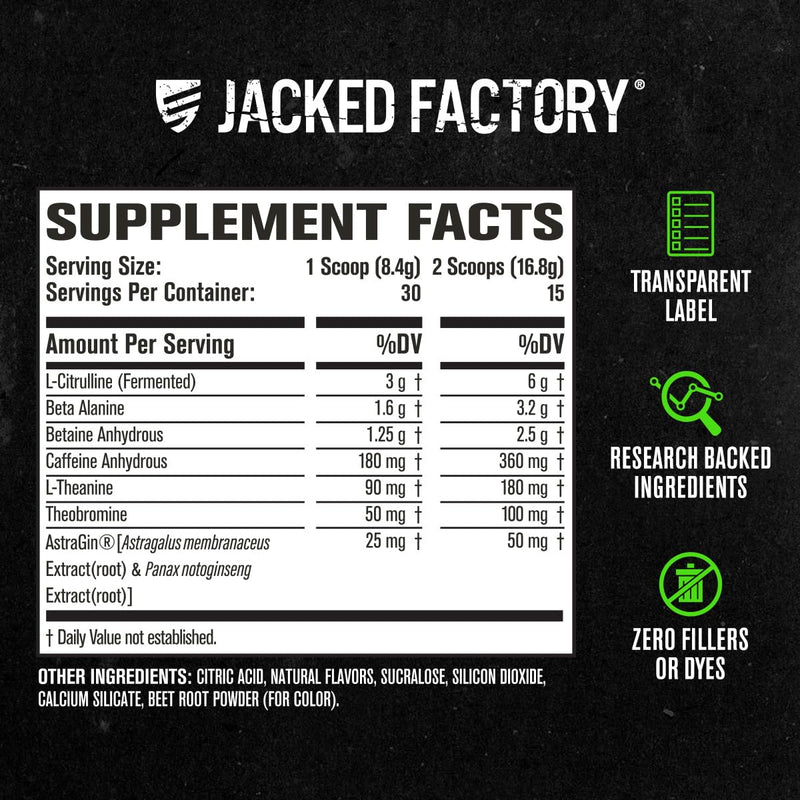 [Australia] - Jacked Factory NITROSURGE Pre Workout Supplement - Endless Energy, Instant Strength Gains, Clear Focus, Intense Pumps - NO Booster & Preworkout Powder with Beta Alanine - 30 Servings, Cherry Limeade 30 Servings (Pack of 1) 