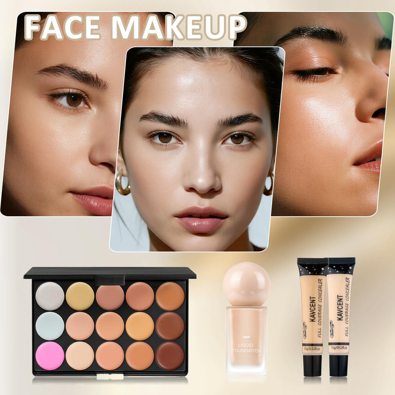 [Australia] - Makeup Set for Teens Women Makeup Kit for Women Full Kit Eyeshadow Foundation Makeup Gift Set for Teen Girls Christmas Makeup Kits for Teens Teenagers 14-16 ZH Blue Medium Makeup 