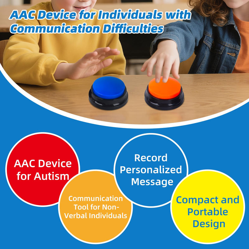 [Australia] - 4 Pack Portable AAC Communication Devices for Autism Individuals with Communication Difficulties, Communication Device for Nonverbal Kids, Voice Recording Buttons for Schools, Home, Treatment Courses 