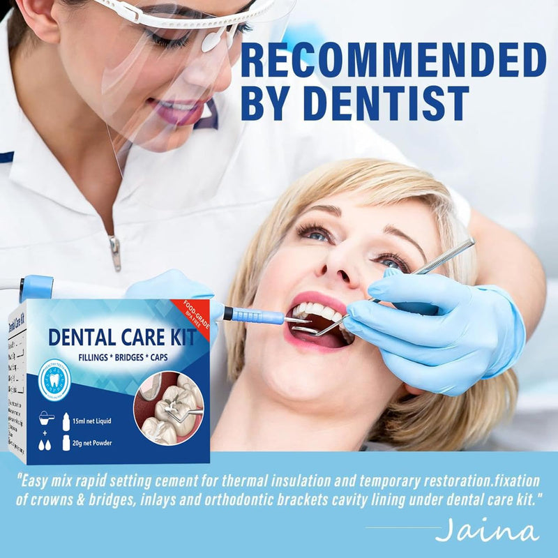 Broken Tooth Repair Kit, Zinc Oxide Eugenol Cement Dental Care Kit, Temporary Fixed Crown and Bridge 2 Packs 1