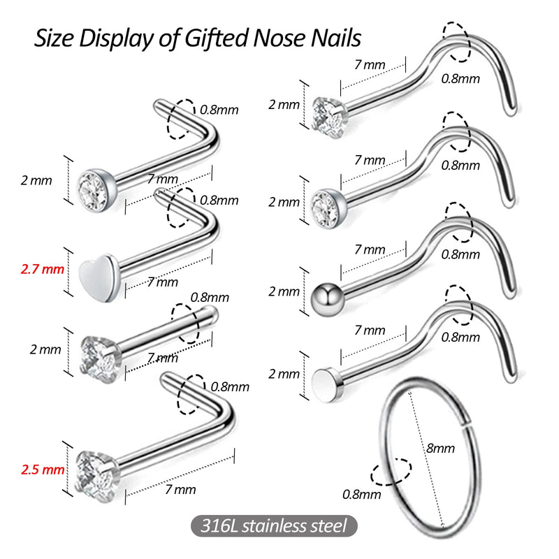[Australia] - 2 PCS Disposable Nose Piercing Gun Self Nose Piercing Kit Piercing Nose Rings Piercer Hypoallergenic Nose Stud 