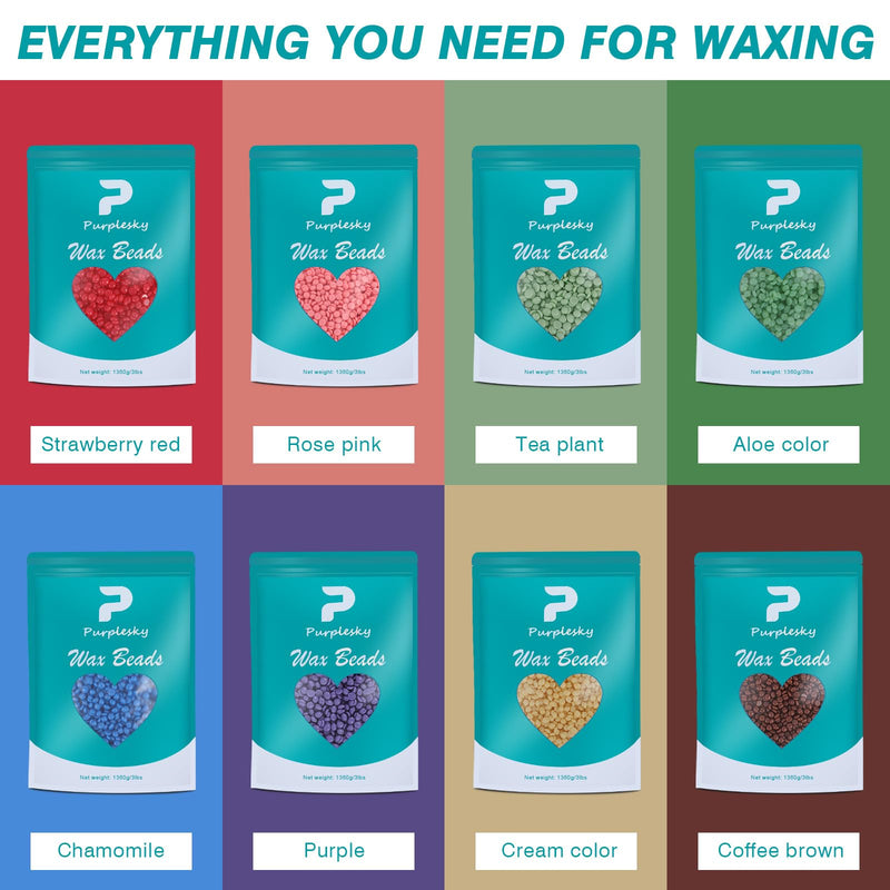 [Australia] - PURPESKY Wax Beads Bulk, 1lbs Hard Waxing Beans for Hair Removal, Brazilian Coarse Wax for Face, Leg, Bikini, Home Waxing Kit with Collapsible Bowl/Pot & Collapsible Bowl (Cream) pot-cream 16 Ounce (Pack of 1) 