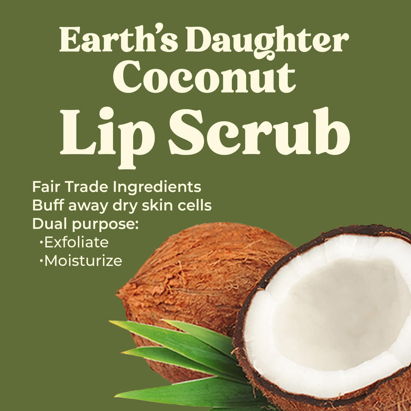 [Australia] - Earth's Daughter Organic Coconut Lip Scrub 0.7 oz - USDA Organic, Fair Trade, Sugar, Jojoba Oil, Beeswax, Coconut Oil, Calendula Extract Lip Scrub Coconut 