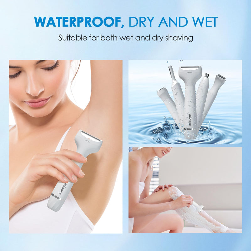 [Australia] - 5 in 1 Facial Hair Removal and Bikini Hair Trimmer for Women, Nose Eyebrow pubic Hair Trimmer,Replaceable Electric Razors, Waterproof Electric Shaver Easy Cleaning, Women's Grooming Kit 