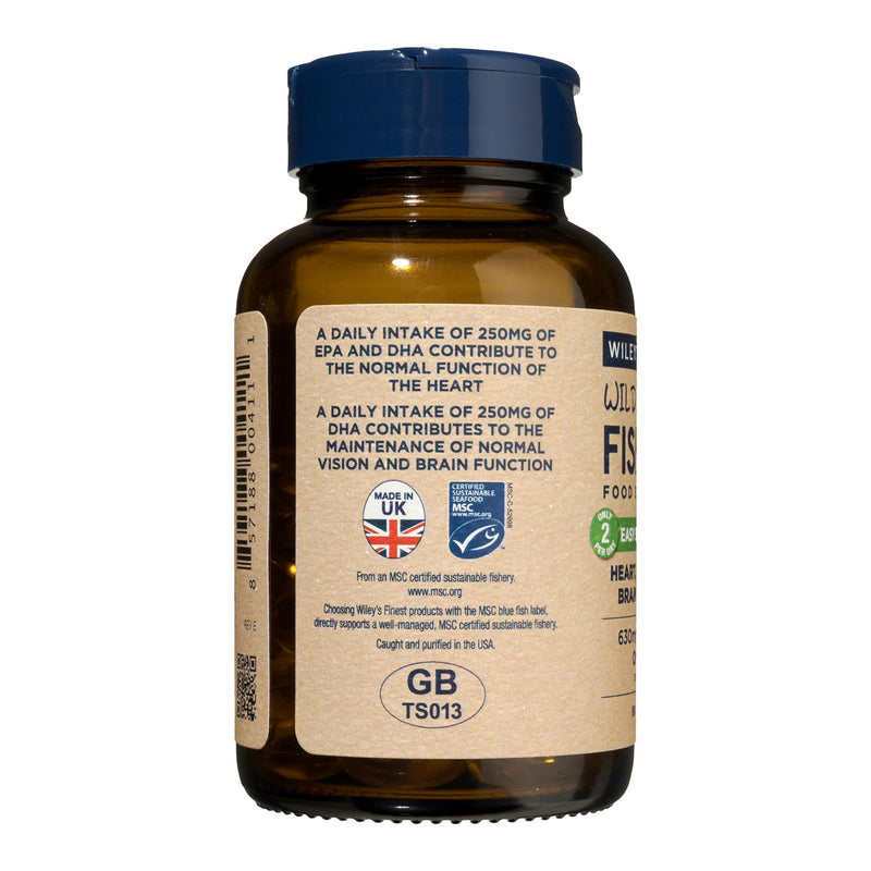 Wiley's Finest Wild Alaskan Fish Oil Easy Swallow Minis - Omega-3 Fish Oil Supplement for Adults and Kids - Double-Strength 630mg EPA and DHA Natural Supplement - 60 Mini Softgels (30 Servings) 60 count (Pack of 1)