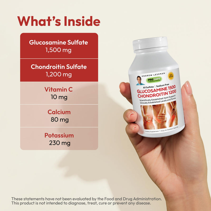 [Australia] - ANDREW LESSMAN Glucosamine 1500 Chondroitin 1200mg - 150 Capsules - 100% Sulfate Form, Research Established Ingredients and Levels for Support of Healthy Joint Tissue. Small Easy to Swallow Capsules 150 Count (Pack of 1) 