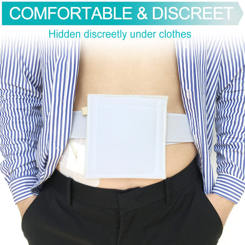 [Australia] - Breathable G Tube Holder Belt Large Square Sponge Feeding Tube Pouch for Gastrostomy J Peg Peritoneal Dialysis PD Peritoneal Dialysis Catheter Accessories Women Men White Small 