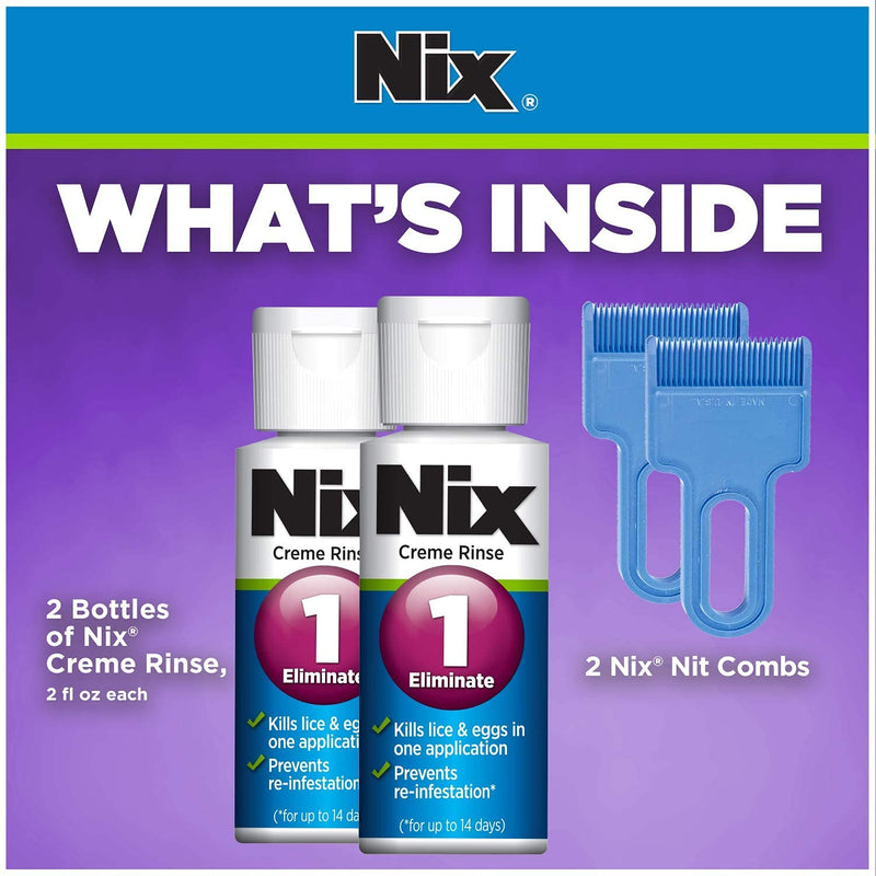 [Australia] - Nix Lice Killing Crème Rinse Family Pack, 4 Fl Oz Crème Rinse and 2 Nit Combs (Pack of 1) 4 Fl Oz (Pack of 1) 