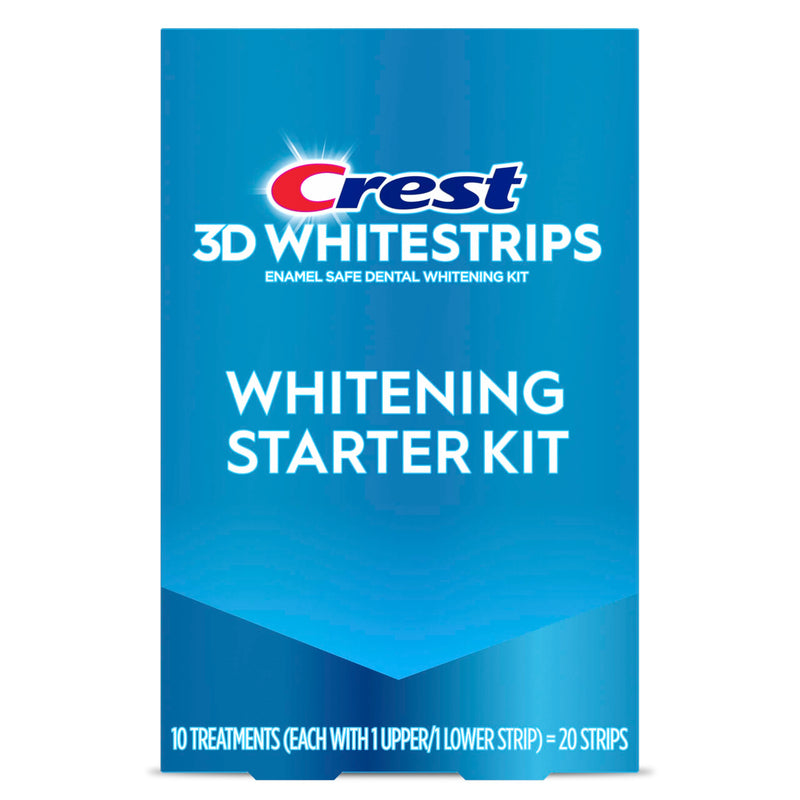 Crest 3D Whitestrips Whitening Starter Kit – Teeth Whitening Kit, 10 Treatments, Each with 1 Upper/1Lower, 20 Strips – Crest 3DWhite Teeth Whitening Strips