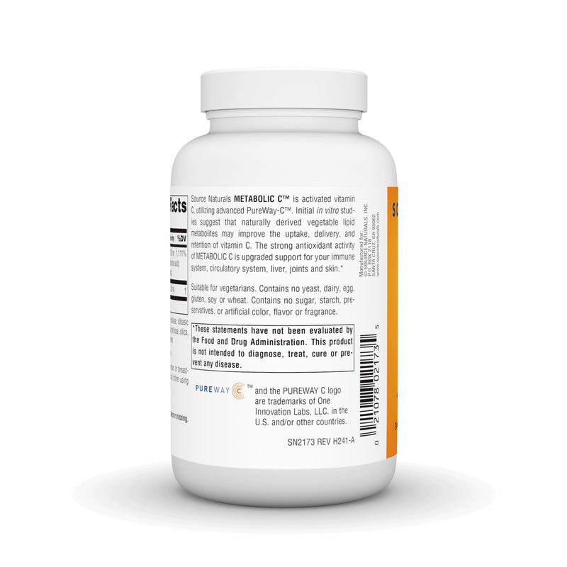Source Naturals, Metabolic C -1000 mg - 100 Tablets | Optimized Vitamin C for Enhanced Antioxidant Protection 100 Count (Pack of 1)