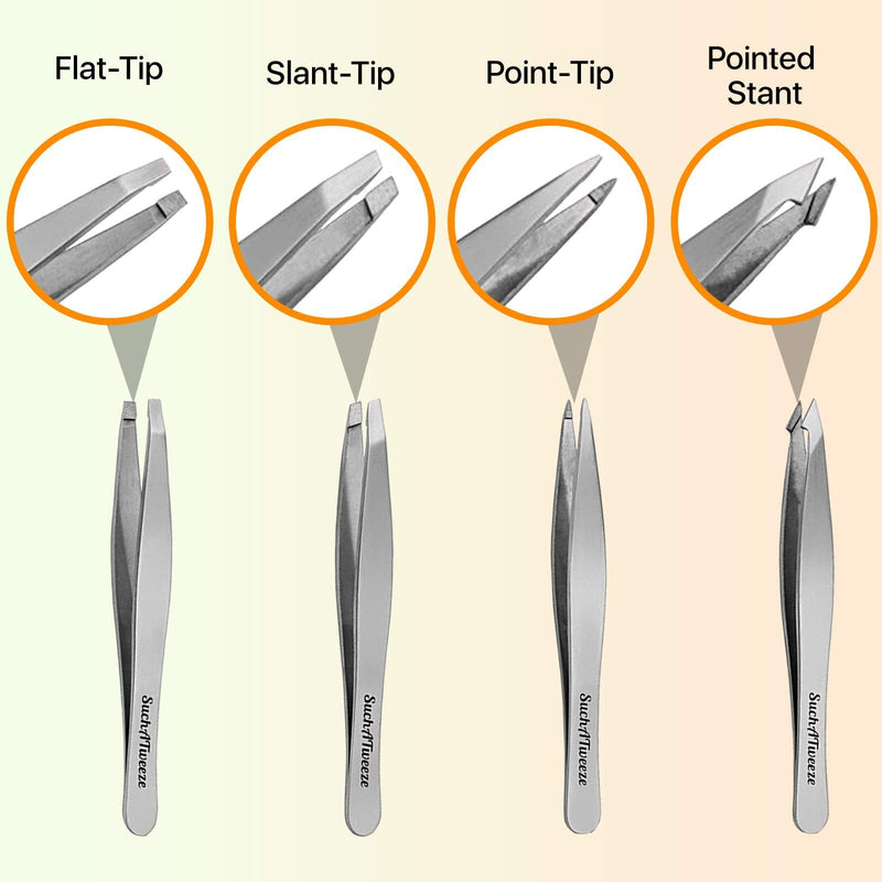 Slant Tweezers Premium Stainless Steel Precision Tweezer For Men & Women. Guaranteed Professional And Home Use - Best For Facial & Body Hair Removal!