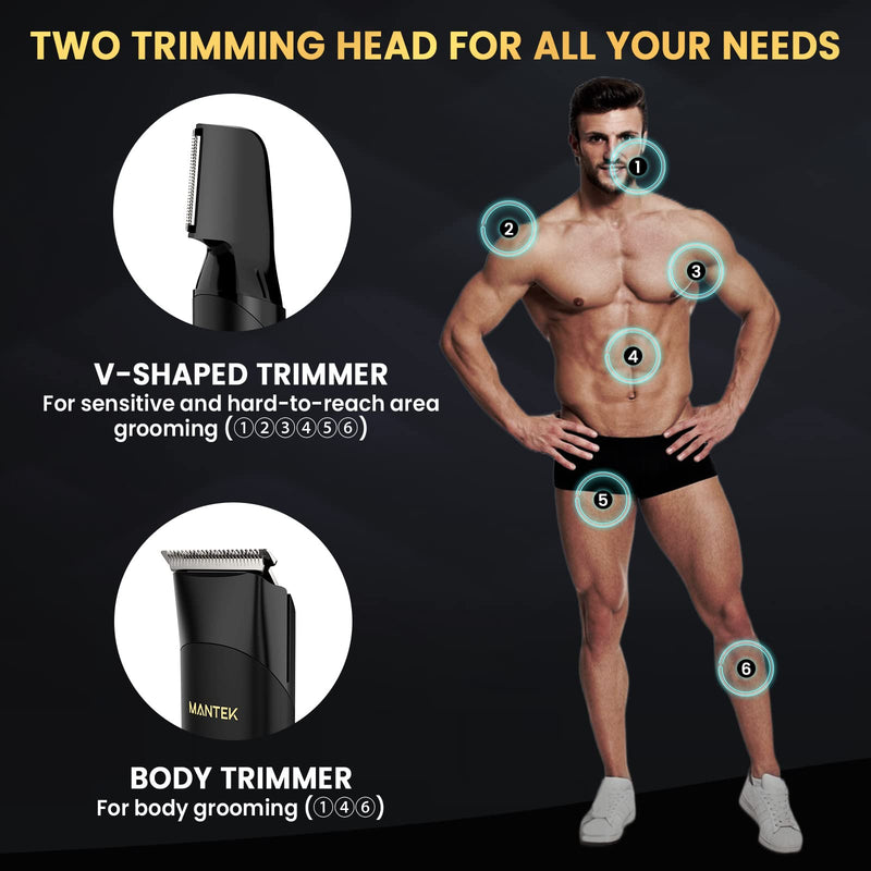 Body Trimmer for Men, Includes 2 Quick Change Trimmer Heads Electric Body Groomer Shavers