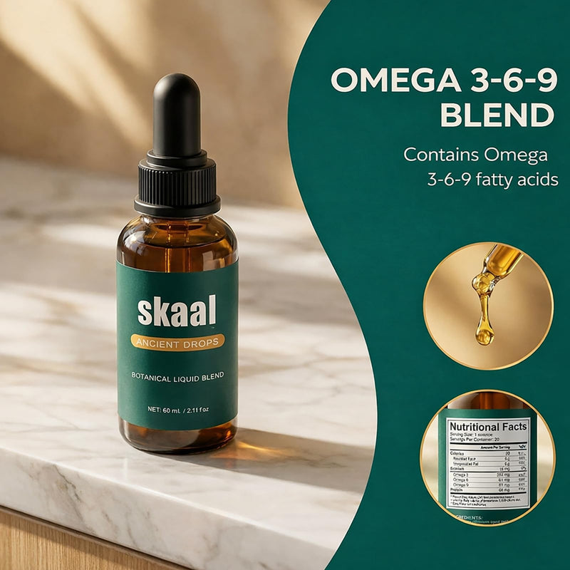 Skaal Ancient Drops, with Full-Spectrum Plant Oils, Omega 3-6-9 & Vitamin C, Peppermint Flavor