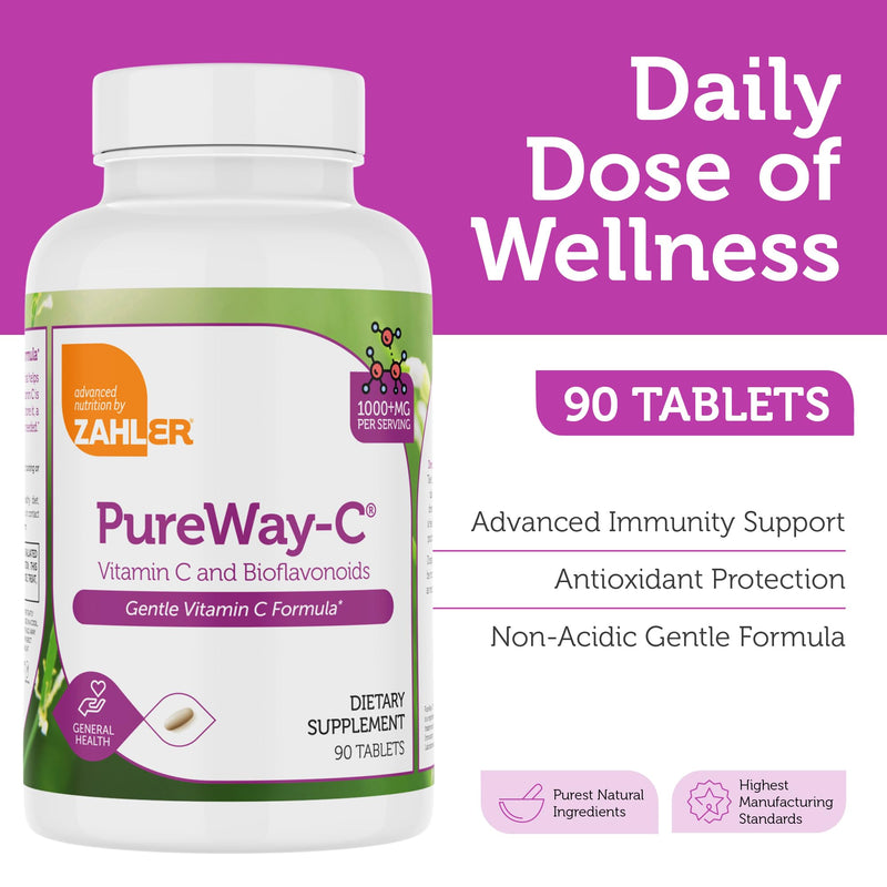 Zahler Vitamin C 1000mg Tablets with Bioflavonoids - High Potency for Immune Support - Gentle on Stomach - Gluten Free Supplement for Women & Men (90 Count) 90 Count (Pack of 1)