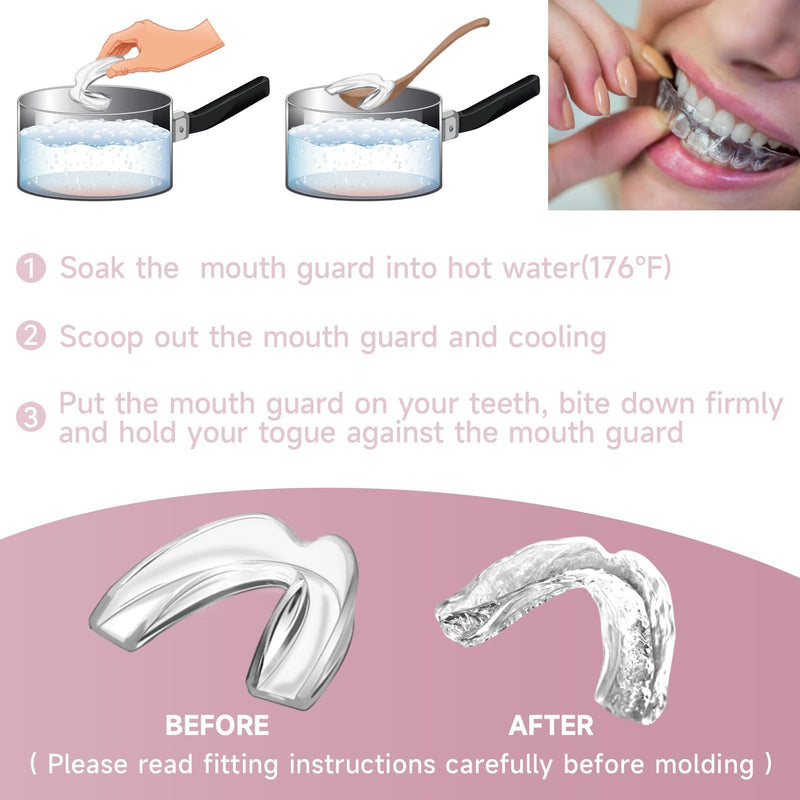 [Australia] - 4 Pack Pink Night Guard for Women Teeth Grinding, Medium Size, Moldable Dental Guard for Teenagers, Comfortable Mouth Guard for Teeth Clenching at Night, Mouthguard Stops Bruxism, Tmj 