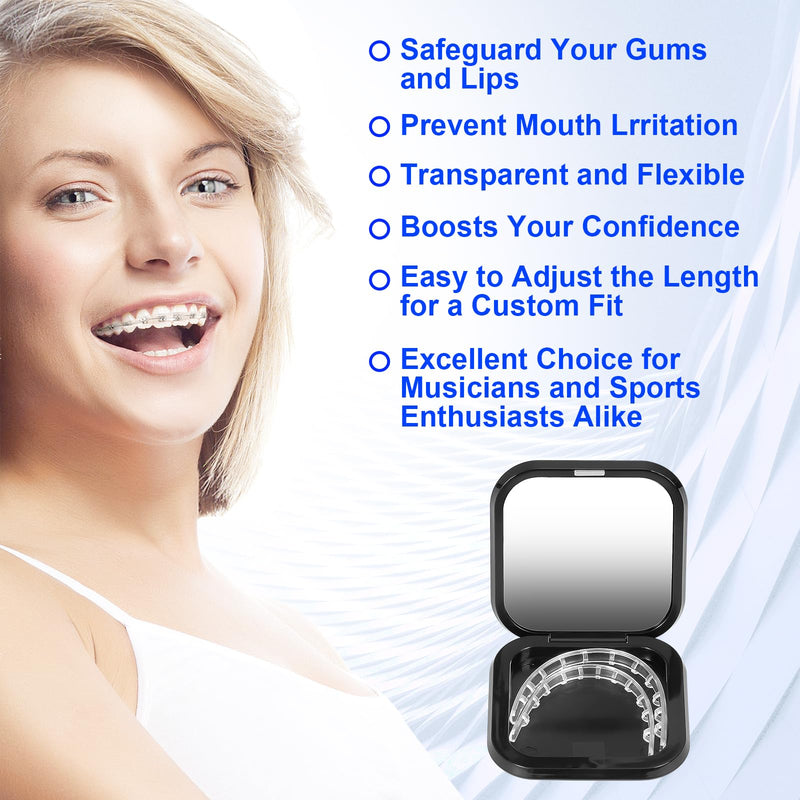 [Australia] - Comfort Cover for Braces - Lip Protector, Orthodontic Lip Cushion, Mouth Guard Clear Teeth Shield Bumper for Brackets, Aligner, Dental Wax Alternative, in Portable Storage Case with Mirror 