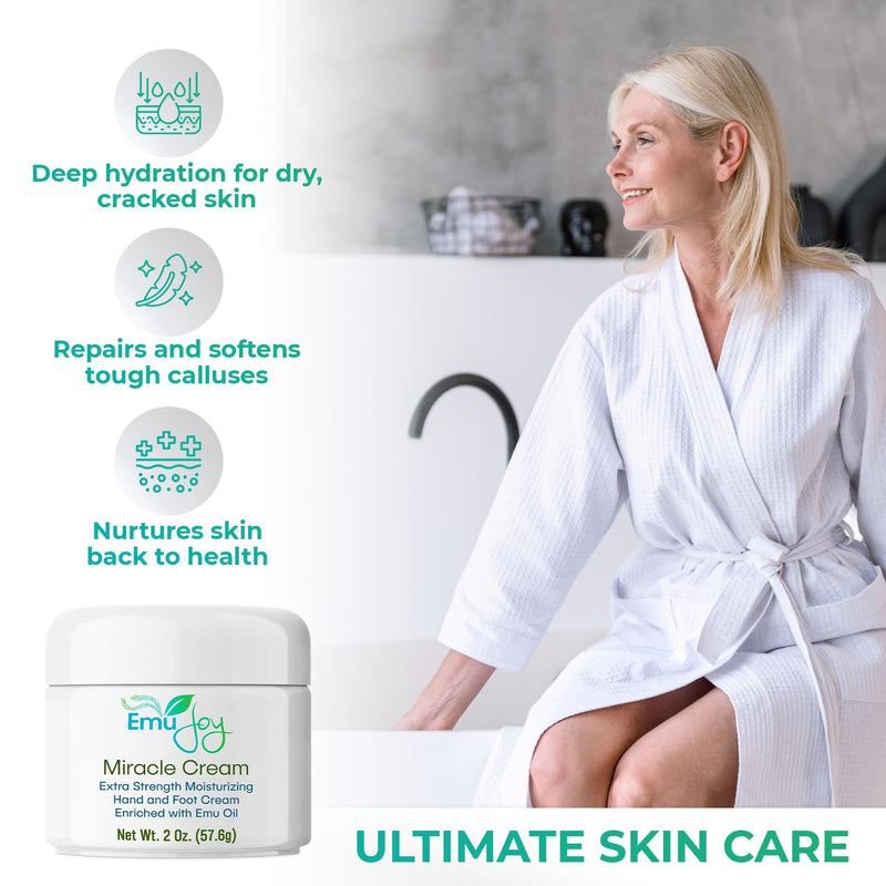 [Australia] - Emu Joy Miracle Cream - Hand & Foot Callus Remover Cream, Intensive Moisturizing Cream for Dry Heels and Soles, No More Foot Scrubbers & Files, Get Professional Salon Pedicure At Home (2 oz.) 