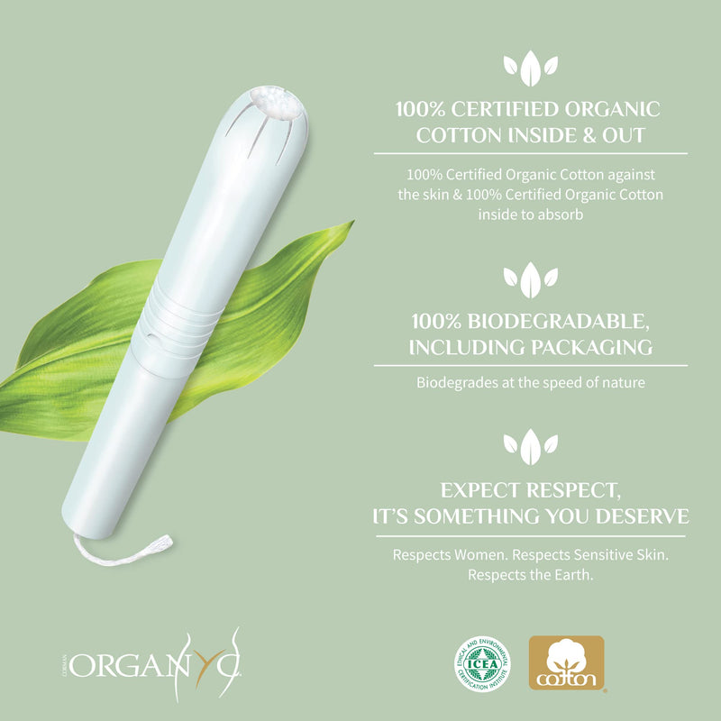 Organyc 100% Certified Organic Cotton Tampons, Cardboard Applicator, Free from Chlorine, Perfumes, Rayon and Chemicals, Regular, 16 Count 16 Count (Pack of 1)