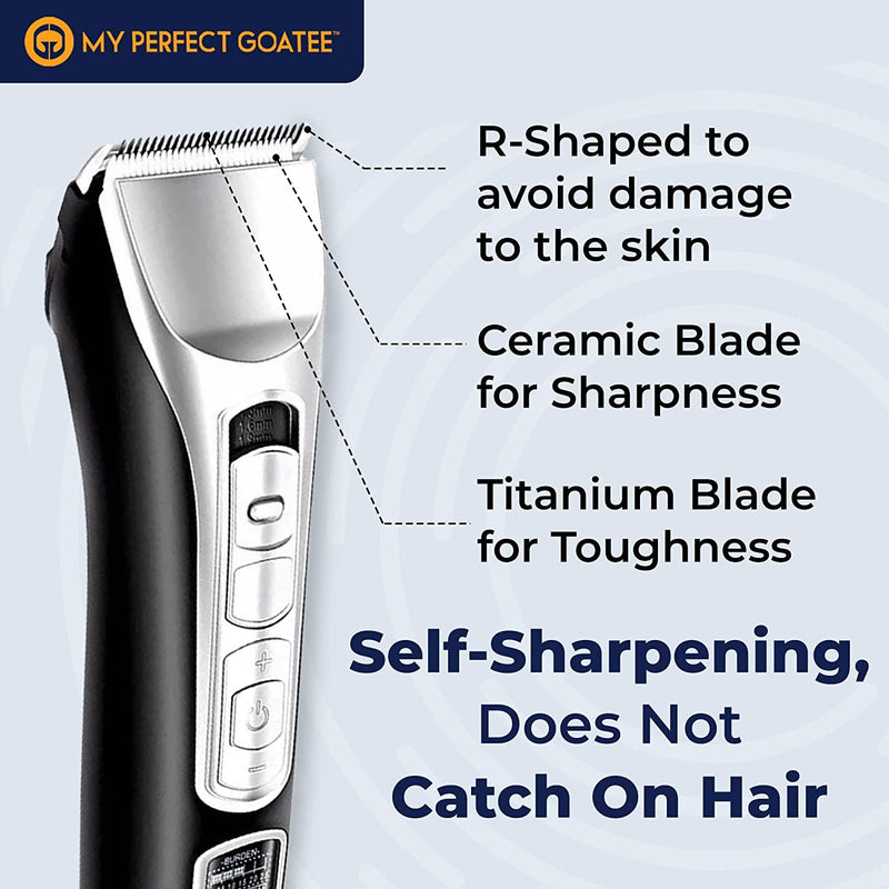 [Australia] - My Perfect Goatee® Beard Grooming Combo Pack for Men: Goatee Shaving Template & Trimmer (MPG-188), 36 Length Settings, Cordless Professional Hair Trimmer for Professional Grooming MLP-188 