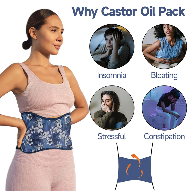 [Australia] - Langsprit Castor Oil Pack Wrap,Organic Cotton Castor Oil Packs for Liver Detox,Reusable Castor Oil Pads Pack Compress for stomach,Castor Oil Packs body kit L Large Floral 