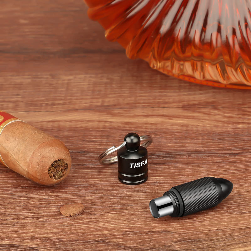 [Australia] - TISFA Cigar Punch Cutter Cigar Hole Opener Portable Screw Out Stainless Steel Puncher (Black) Black 