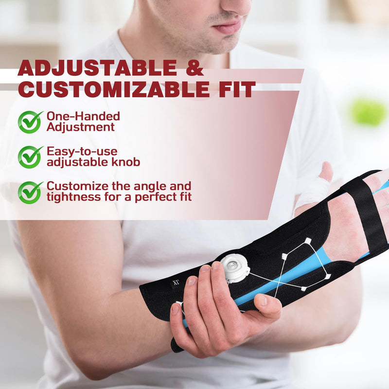 Resting Hand Splint with Adjustable Knob, Night Immobilizer with Removable Splints for Pain Relief, KTQUICK Hand&Wrist Brace for Carpal Tunnel, Stroke Recovery, Arthritis, Tendinitis -Right Hand Large Right Hand