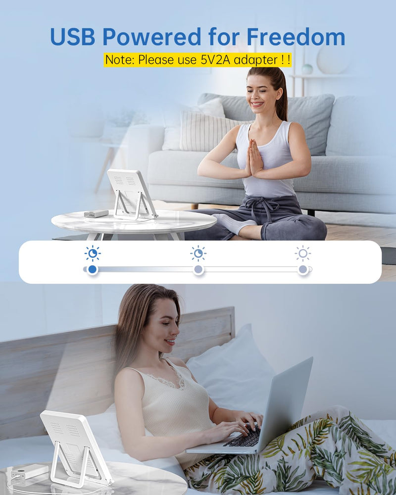 [Australia] - Light Therapy Lamp - 10000 Lux Therapy Light, 3 Timing & Mode Happy Lamp, Touch Control Daylight Lamp with Memory Function, Portable Light Therapy Box for Home/Office Use As Lift Mood USB-A 