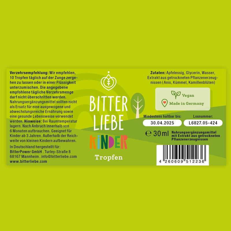 [Australia] - BitterLiebe® bitter substances drops for children 30ml with practical pipette cap I bitter drops from The Lions' Den I Hildegard von Bingen, bitter herbs 1 