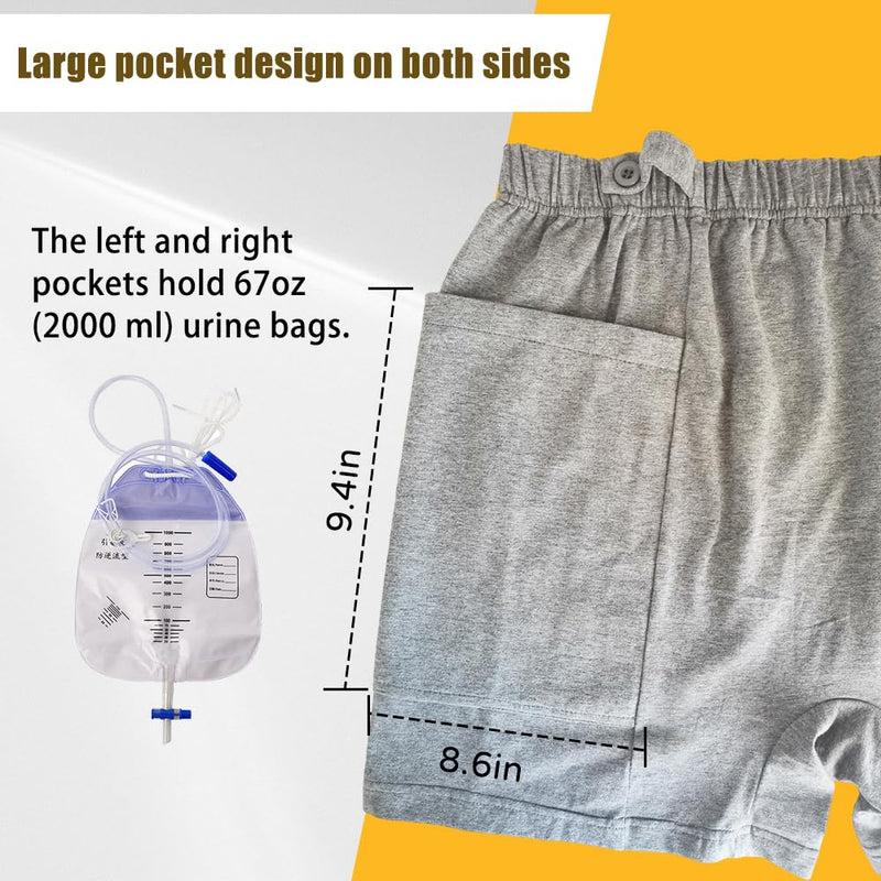 [Australia] - 2 PCS Postoperative Care Ostomy Stoma Shorts for Nephrostomy Bag and Catheter Leg Bag, Comfortable, Machine Washable Large 