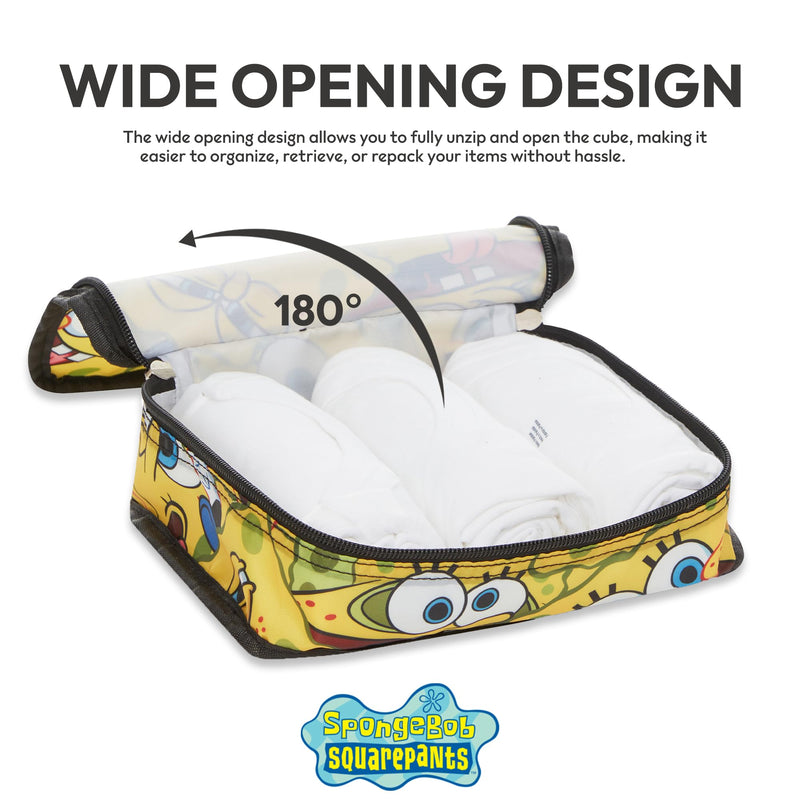SpongeBob SquarePants Packing Cubes - Patrick Mr Krabs 5 Piece Travel Luggage Organizer Suitcase Accessories for Kids Teens Adults - Nickelodeon Licensed Gift Set