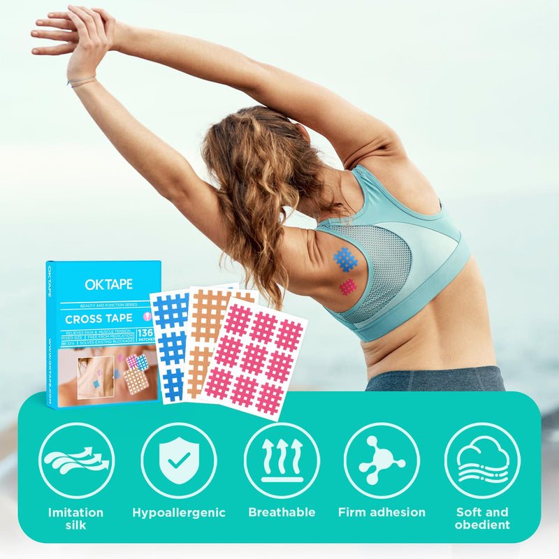 [Australia] - OK TAPE Cross Tape for Muscle Trigger Points and Acupuncture Points,Strong and Versatile for Home, Office, and Outdoor UseÔºåMix Box, 136PCS 
