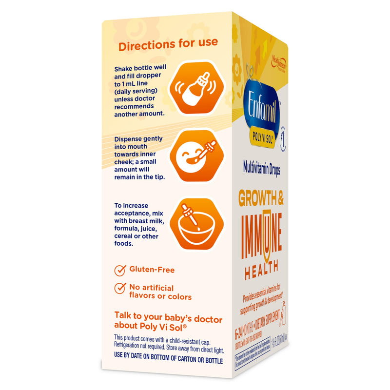 Enfamil Poly-Vi-Sol Liquid Multivitamin Supplement for Infants and Toddlers, 50 mL dropper bottle 1.66 Ounce (Pack of 1)