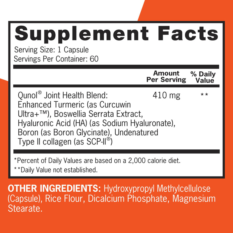 [Australia] - Qunol 5-in-1 Joint Support Supplement, Fast Acting, One Pill Dose, Support Healthy Inflammation Response & Discomfort Caused by Overuse of Joints, Alternative to Glucosamine Chondroitin MSM, 60 Count 60 Count (Pack of 1) 