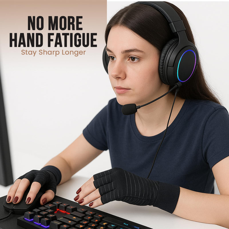 UPDATED Copper Compression Gloves for Arthritis, Carpal Tunnel, Post-Surgery Recovery, Menopause Relief, Gaming, Office Typing – Fingerless Support Gloves for Pain, Swelling Circulation, Medium 2 Pack