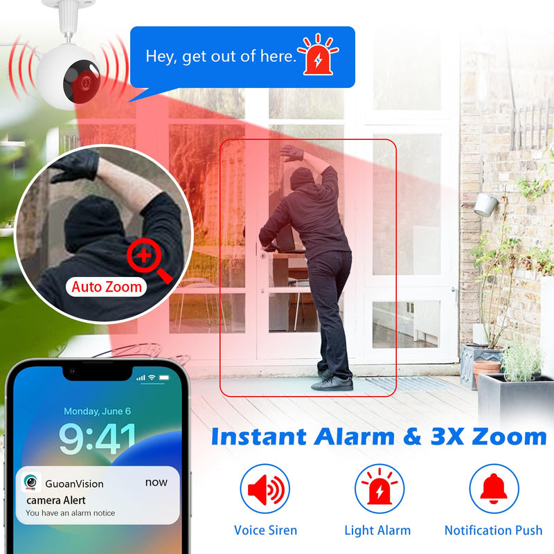 [Australia] - 5G/2.4G Outdoor/Indoor Security Camera,3MP Baby/Elder/Dog/Pet/Nanny Camera with Phone App, WiFi Baby Monitor, Motion Detection, Alarm Siren, Night Vision, IP66 Waterproof, Two-Way Talk, SD/Cloud S700-1 Pack 