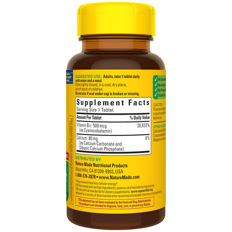 Nature Made Vitamin B12 500 mcg for Energy Metabolism Support, 200 Tablets | B12 Vitamins 500 mcg, Help Support Energy Metabolism, Brain Cell Function and Healthy Aging, Gluten Free, 200 Day Supply 200 Count (Pack of 1)