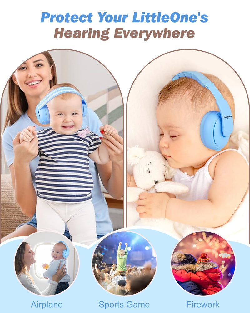 [Australia] - [2-in-1] Baby Ear Muffs Noise Protection - [Two Modes] Baby Headphones for Noise Cancelling Headphones- Infant Headphones Noise Cancelling - Ear Protection for 3 Months to 4 Years Blue 