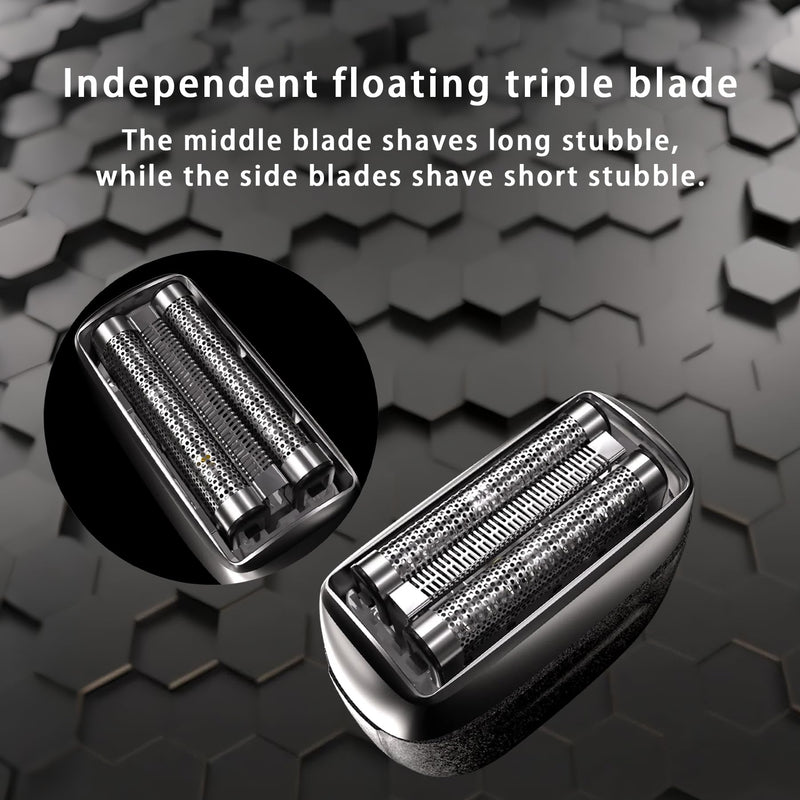 Electric Foil Shavers for Men Portable Electric Razor Mini with 3D Floating Blades,Travel Lock & Fast USB-C Charging Palm-Sized Design Wet/Dry Use, Compact Travel Shaver for Face, Beard & Body Black