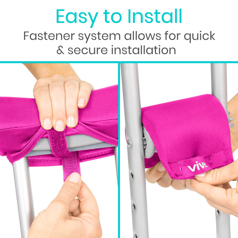 [Australia] - Vive Premium Crutch Pads & Hand Grips - Comfortable, Breathable, Machine Washable Padding - Moisture Wicking & Odor Reducing Pillow Accessory Covers for Adult & Youth Walking Crutches Pink 