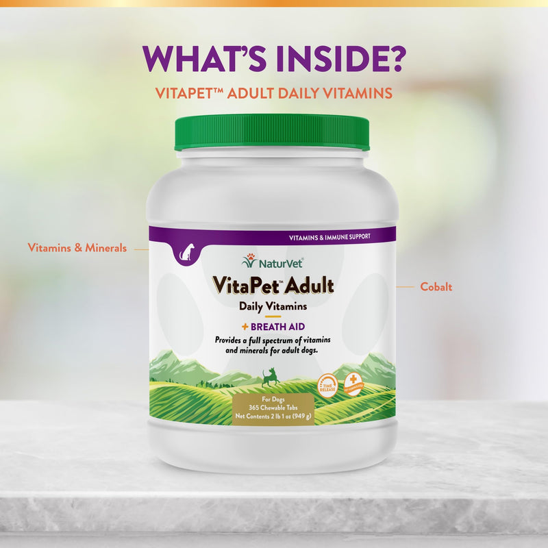 NaturVet Vita Pet Adult Plus Breath Aid Tablets -Time Release 365 ct - PawsPlanet Australia