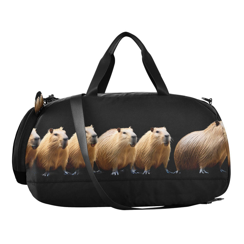 Duffle Bag for Boys or Girls with Shoes Compartment, Funny Capybara Sports Travel Bag Overnight Multicolor 1