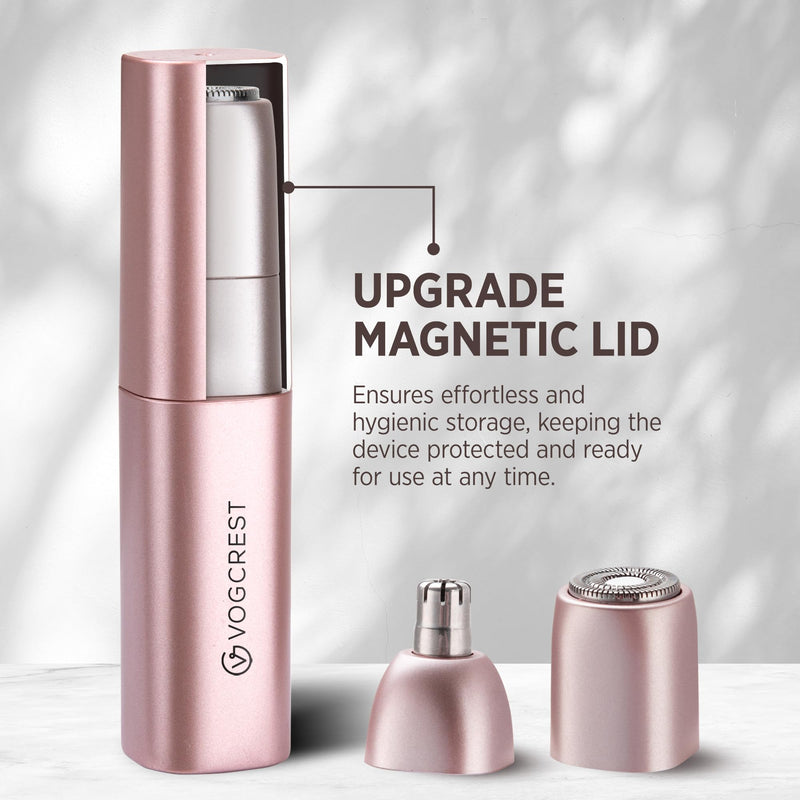 VG VOGCREST Facial - Nose Hair Remover Women: 2 in 1 Painless Electric Face Shaver and Nose Trimmer - Rechargeable Hair Removal Tool for Face Nose Ear Peach Fuzz Lips Chin