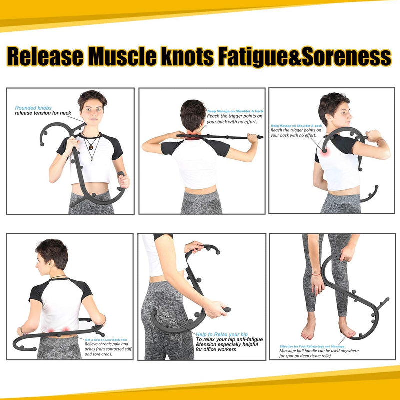 [Australia] - GOHIKING Trigger Point Massager for Neck and Back, Handheld Manual Self Massage Tool, Lower Back and Shoulder Massager, Myofascial Release - Deep Muscle Massage A1 Black 
