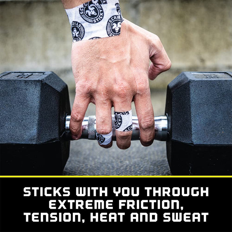 Goat Tape Scary Sticky Premium Athletic Tape | Weightlifting Tape | Thumb Tape for Hook Grip – Sticks with You Through The Toughest Fitness Workouts and Lifts Black & Yellow Pack of 2