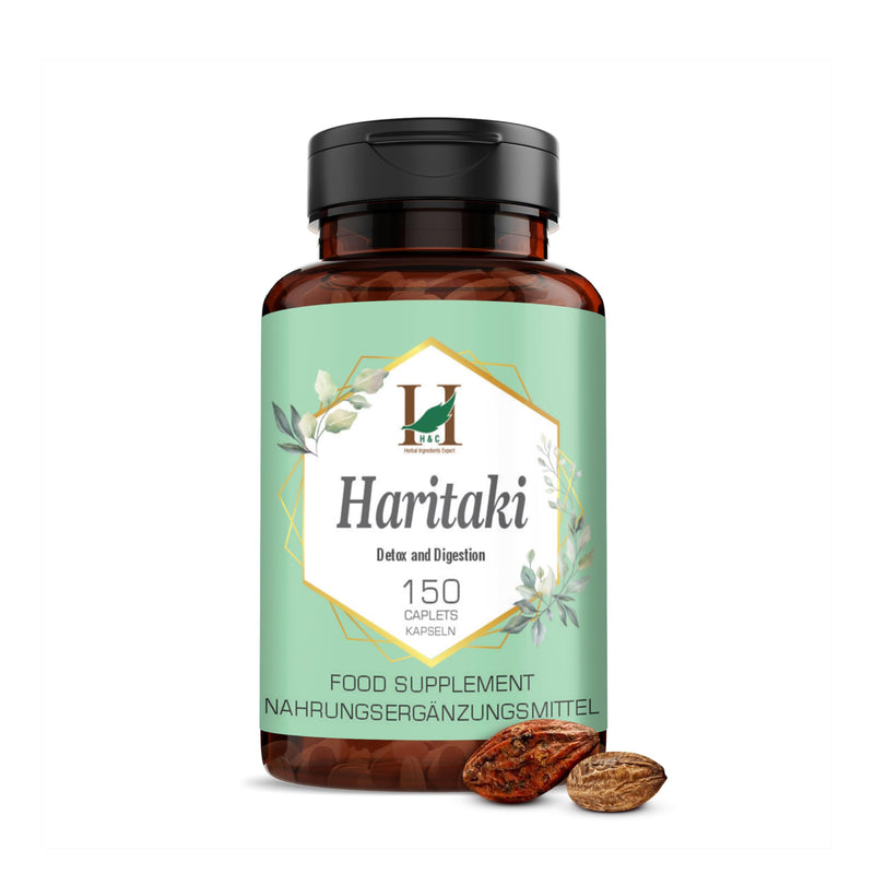 H&C Haritaki Caplets/Tablets (Terminalia Chebula) - 750mg, 150 Counts | Detoxification & Rejuvenation for Vata 750mg Caplets