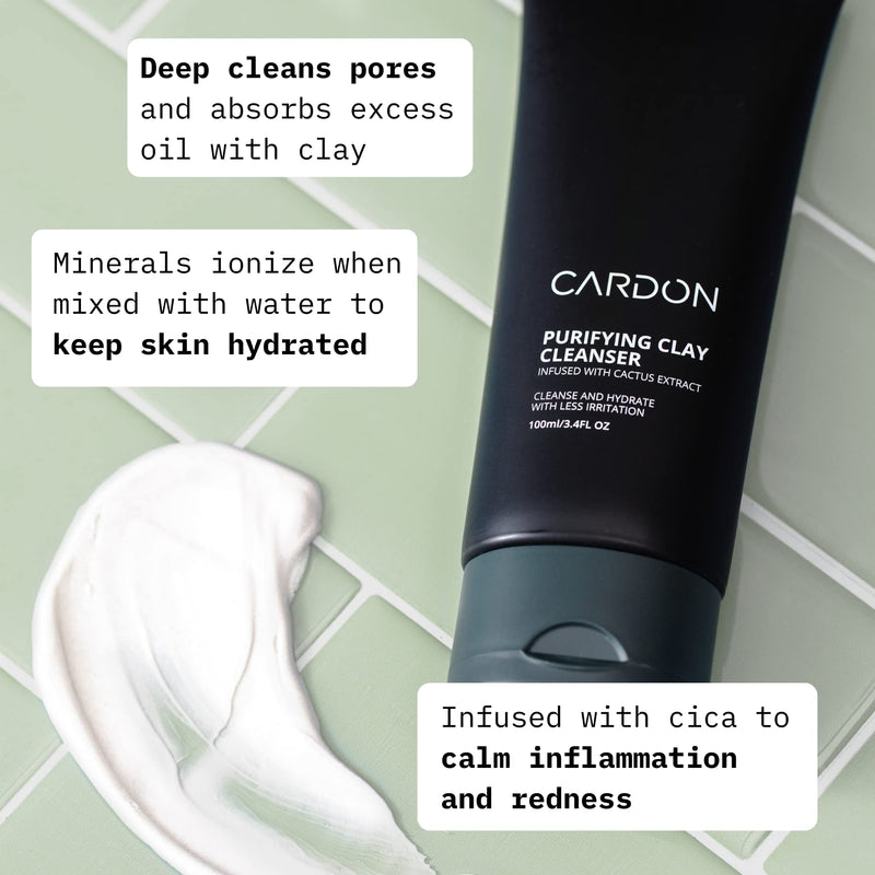 Cardon Men's Deep Pore Cleaning Clay Face Wash, 4x Better Than Charcoal, Oily, Acne-Prone Skin | Korean Premium Skin Care | Remove Face Oil & Dirt, (3 CT) 3.4 Fl Oz (Pack of 3)
