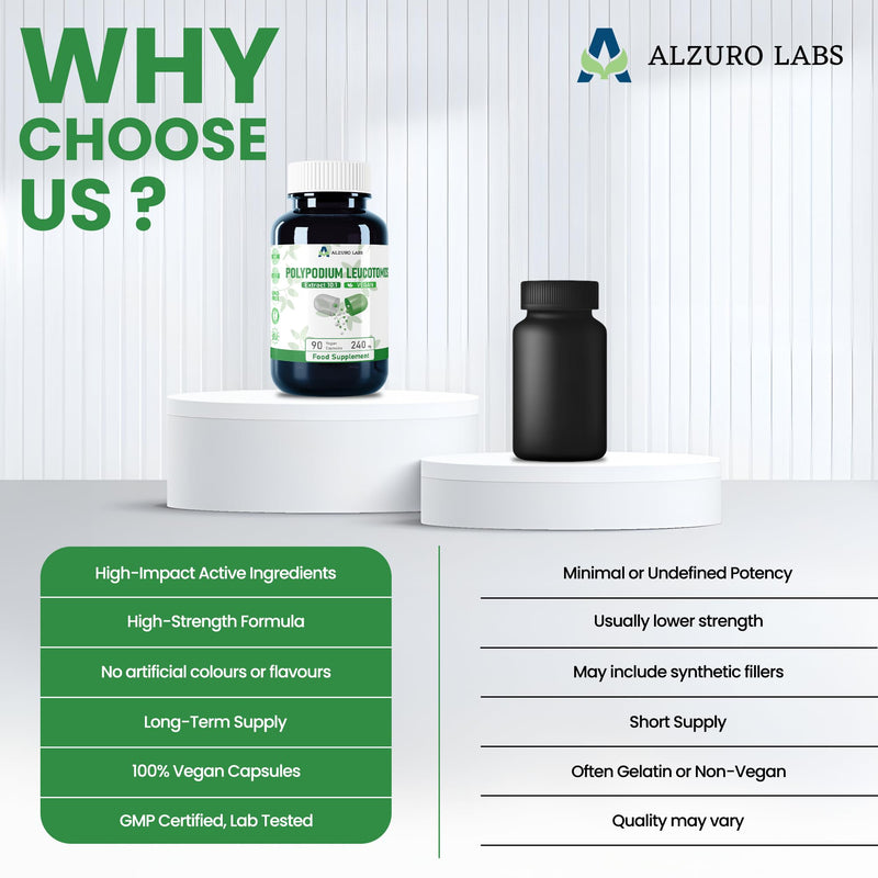 Polypodium Leucotomos | 2,400mg Equivalent | 240mg 10:1 Fern Extract | 90 Vegan Capsules | GMP & 3rd Party Lab Tested