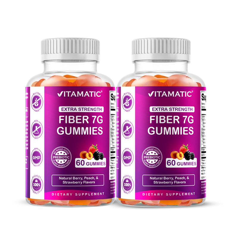 [Australia] - Vitamatic Prebiotic Fiber Gummies for Adults ‚Äì 2 Pack (Total 120 Gummies) 7g Fiber per Serving | Extra Strength | Zero Sugar Added | Pectin-Based | Digestive Health & Regularity Support 120 Count (Pack of 1) 