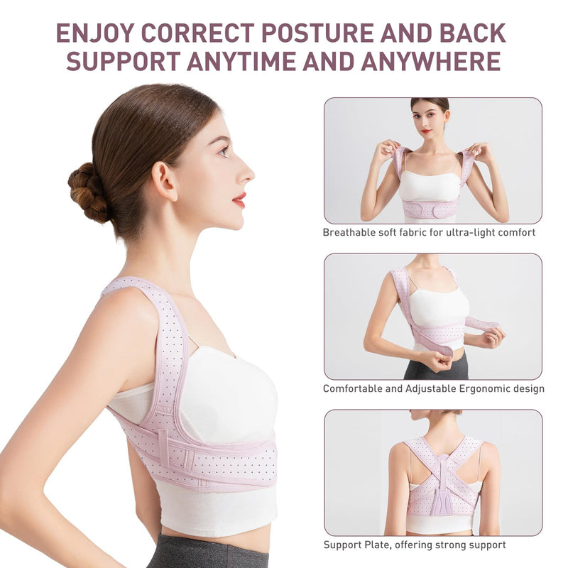 [Australia] - Posture Corrector For Women, Adjustable Back Brace For Posture, Back Posture Corrector Providing Pain Relief From Lumbar, Neck, Shoulder, And Clavicle, Back (S/M Upper Waist 25-36 Inch) a Purple Small/Medium 