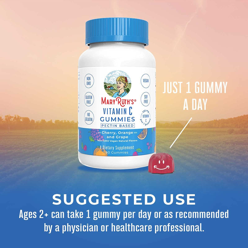 MARYRUTH'S Organics Vitamin C Gummies & Liposomal Immunity Bundle | Vitamin C Chewable Gummies, 60ct | Megadose Vitamin C Liposomal 500mg, 7.6oz | Formulated for Adults & Kids | Vegan Immune Support